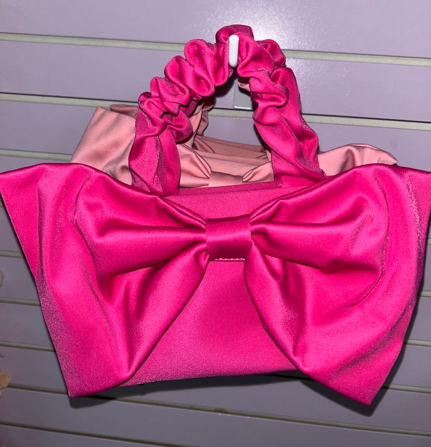 Nylon Top Handle Bag with Bow Front Clutch