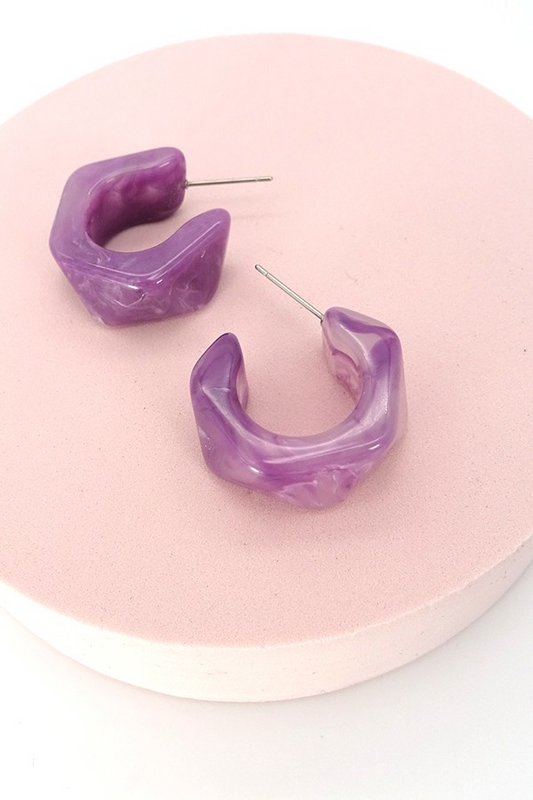 MARBLED ACETATE HOOP EARRING